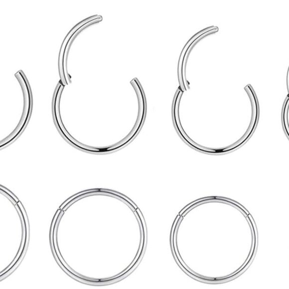 4Pairs 18G Surgical Steel Hinged Clicker Nose Rings - Hypoallergenic and Stylish - Picture 1 of 6